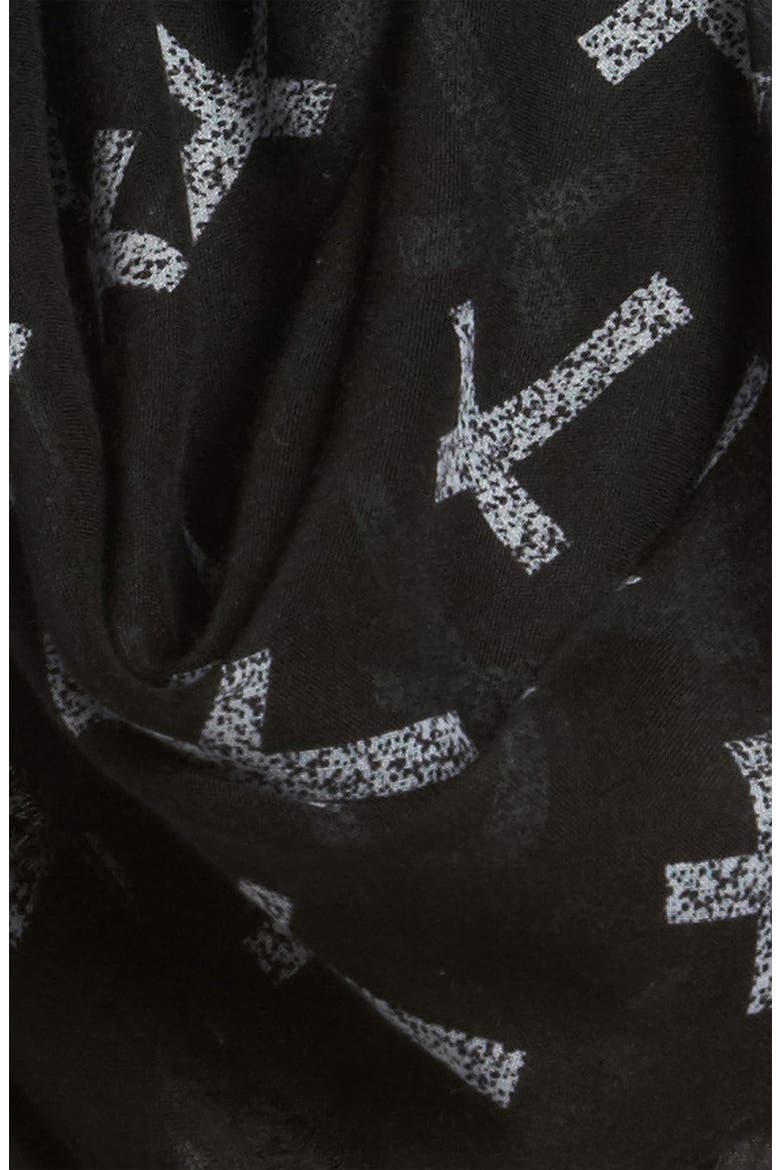 'Allover Cross' Scarf, Alternate, color, BLACK