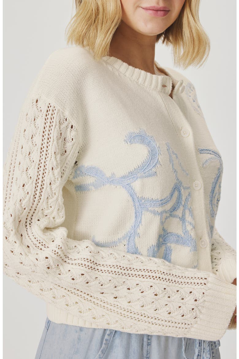 Gracie Jacquard Cardigan, Alternate, color, YELLOW SHELL PAISLEY