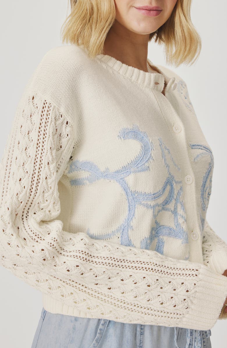 Splendid Gracie Jacquard Cardigan, Alternate, color, Yellow Shell Paisley