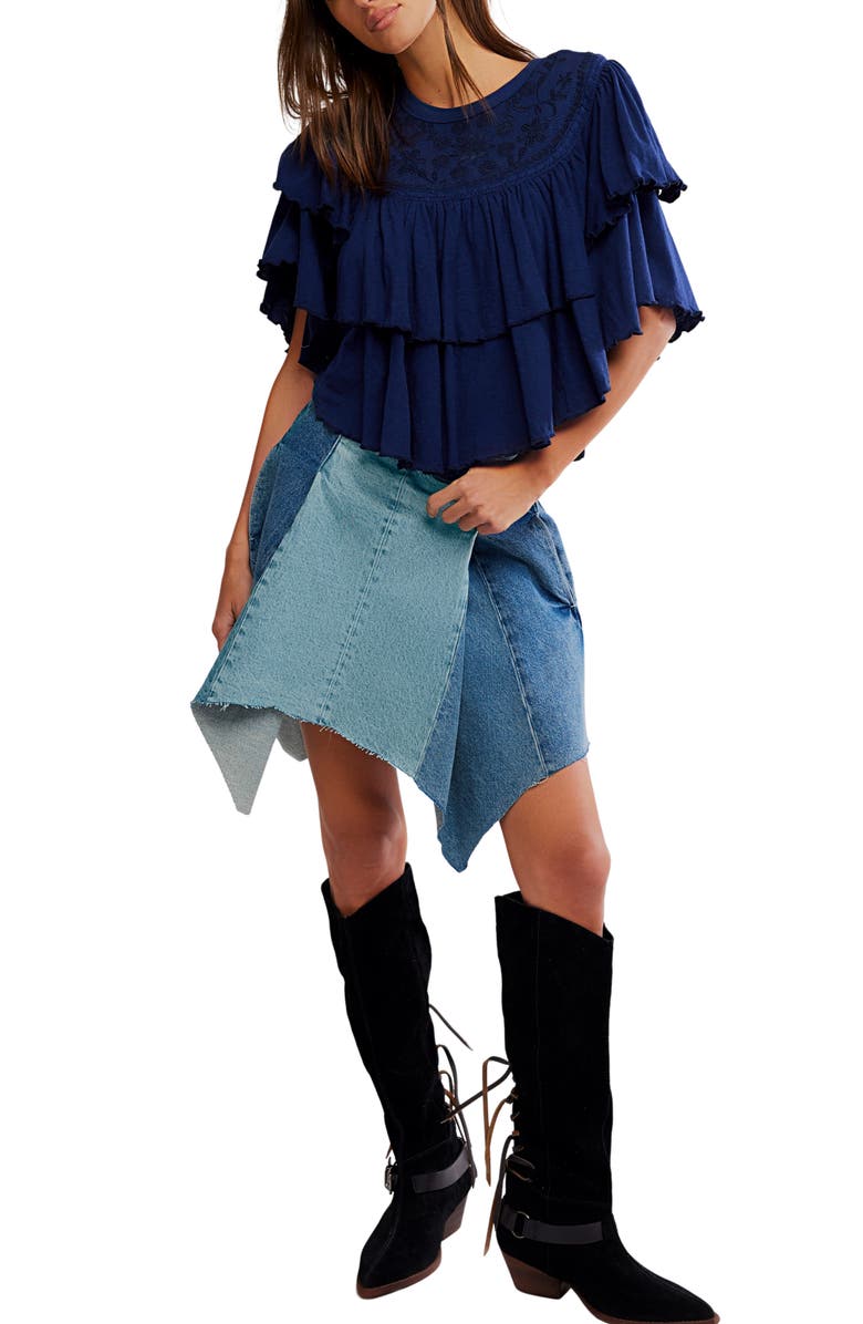 Free People Rose Party T-Shirt, Alternate, color, Peacoat