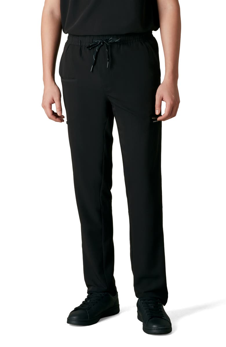 Members Only Hampton Open Bottom Scrub Pants, Main, color, Black