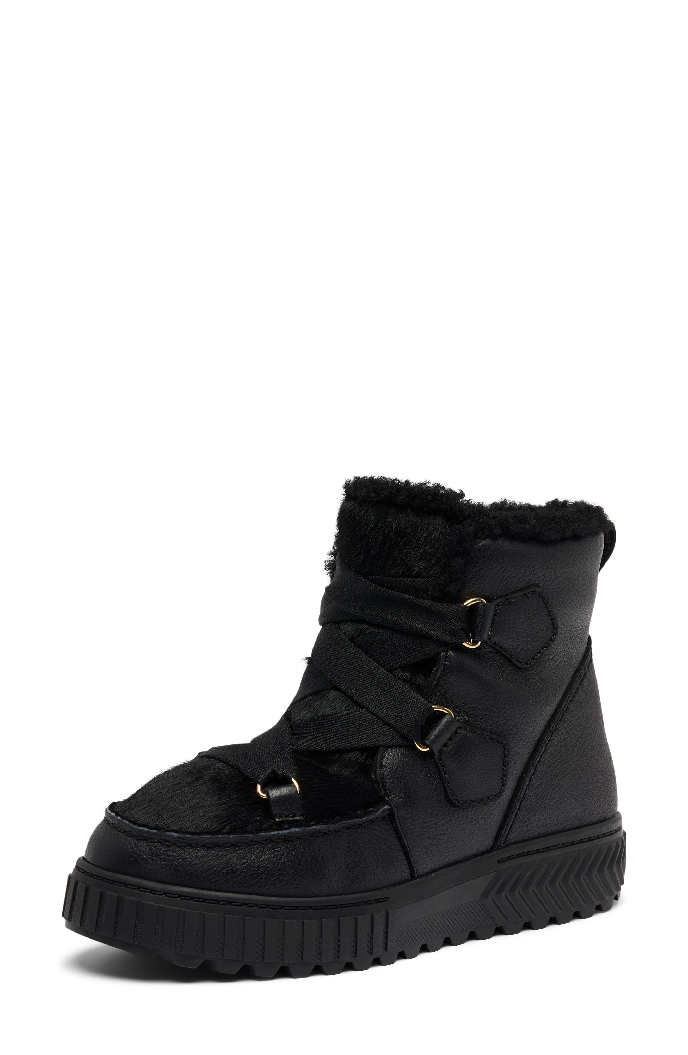 SOREL One Ave<sup>™</sup> Alpine Genuine Shearling Waterproof Boot, Alternate, color, Black/ Snow