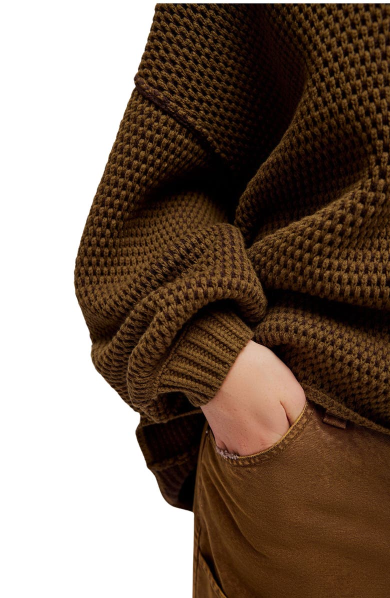 Free People Maisie Oversize Sweater, Alternate, color, Olive Fudge Combo