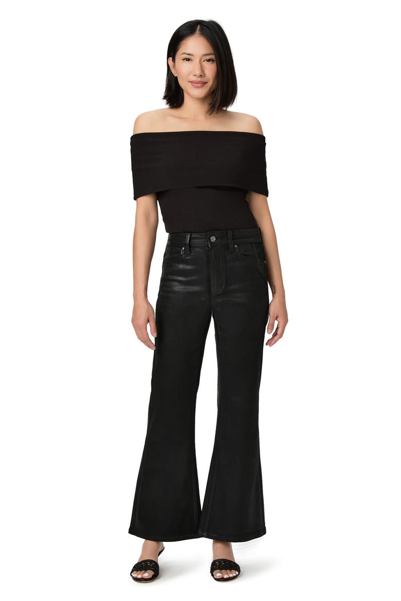 Sofia High Waist Flare Leg Coated Denim Jeans, Alternate, color, BLACK FOG LUXE COATING