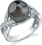 The Pearl Source Tahitian South Sea Pearl & Diamond Infinity Ring