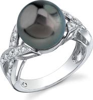 The Pearl Source Tahitian South Sea Pearl & Diamond Infinity Ring