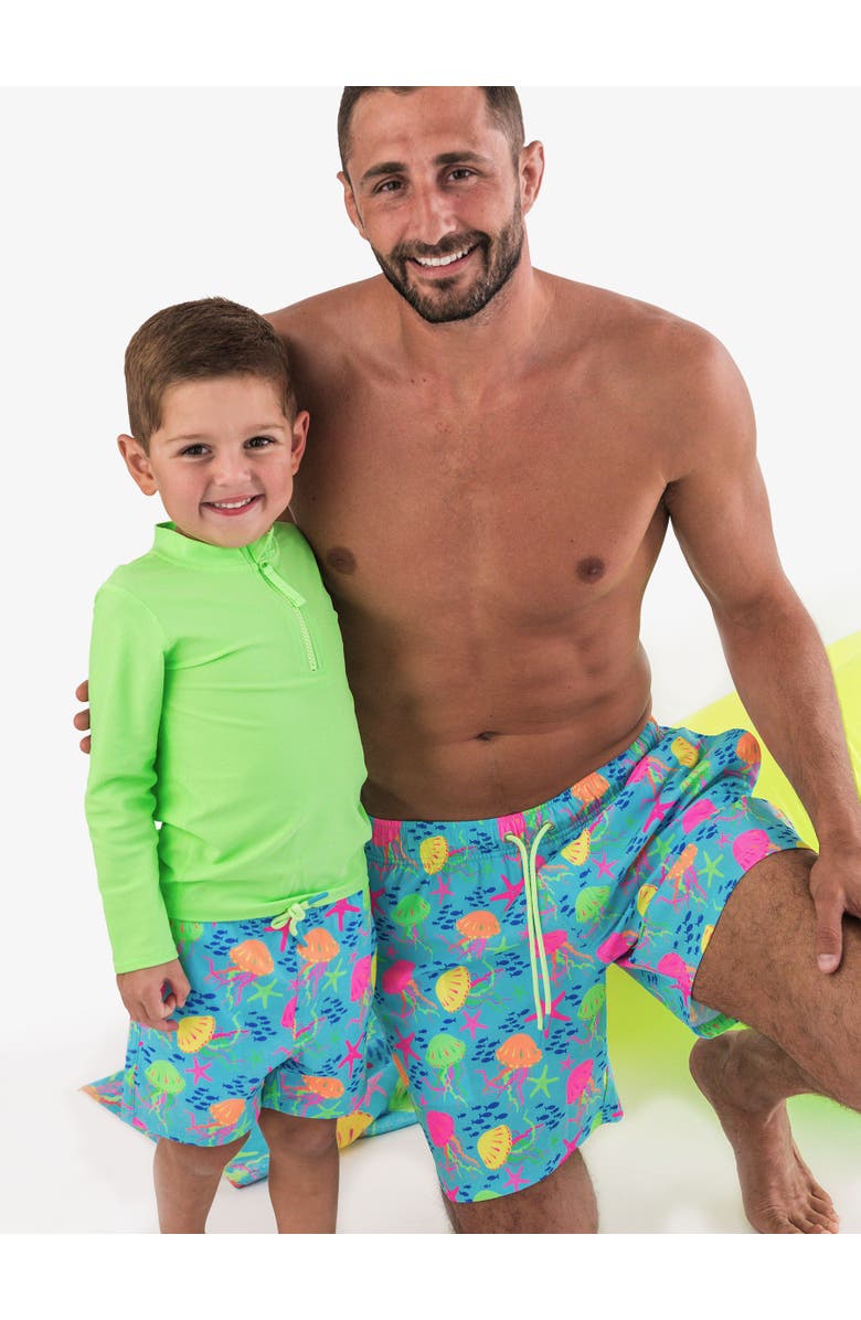 RuggedButts UPF50+ Sun Protected Stretch Swim Trunks, Alternate, color, Neon Jelly Time