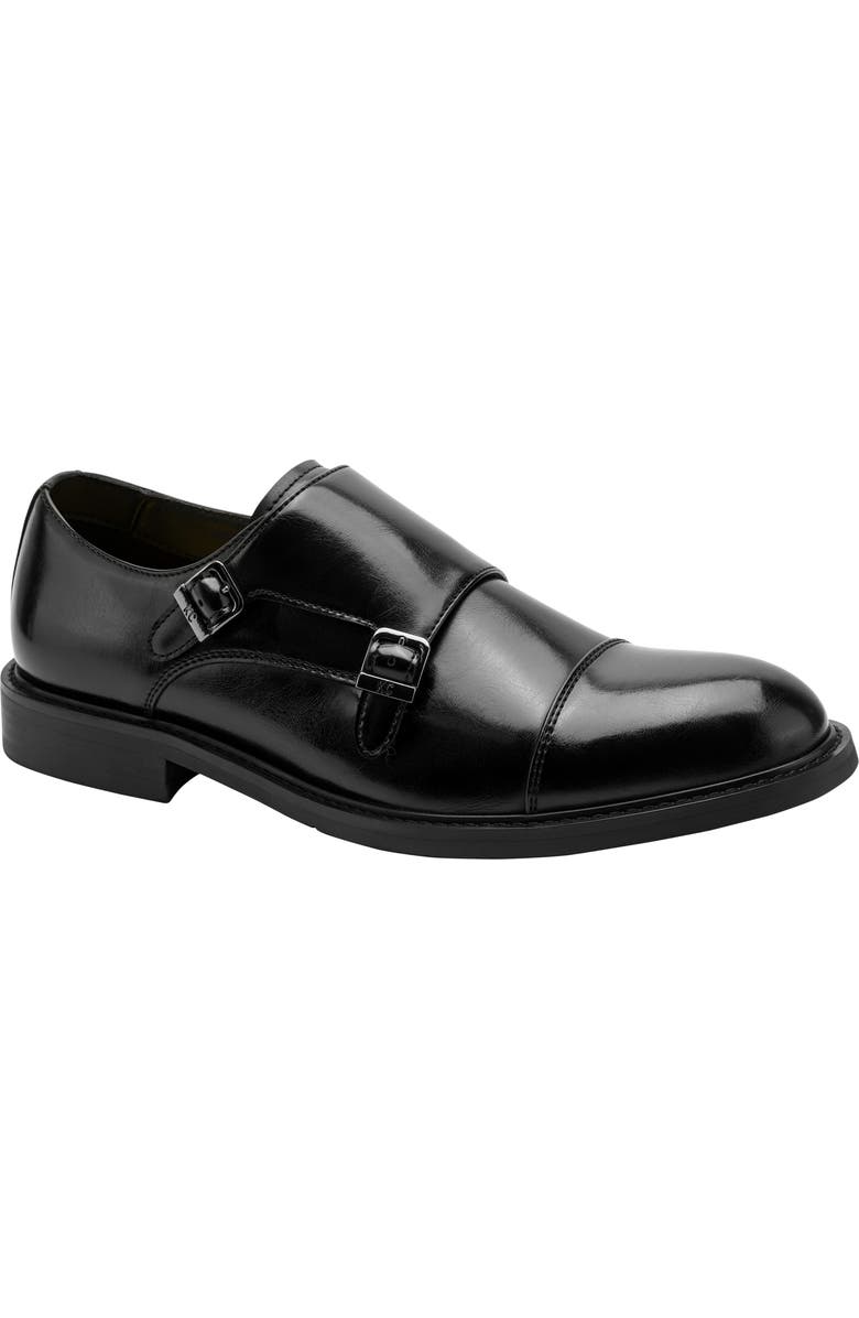 Kenneth Cole Reaction Leland Cap Toe Two Buckle Monk Shoe, Main, color, Black