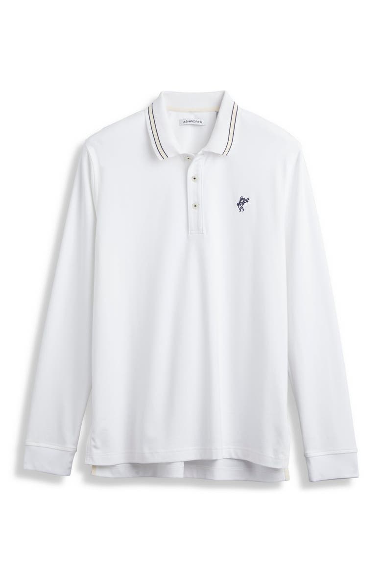 Long Sleeve Innovation Interlock Polo, Main, color, White/Bone/Driver Navy