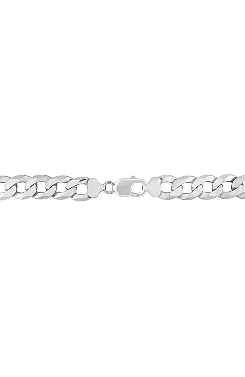 Delmar Flat Curb Chain Necklace & Bracelet Set In White