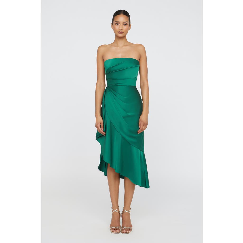 Theia Sinead Strapless Midi Dress In Green