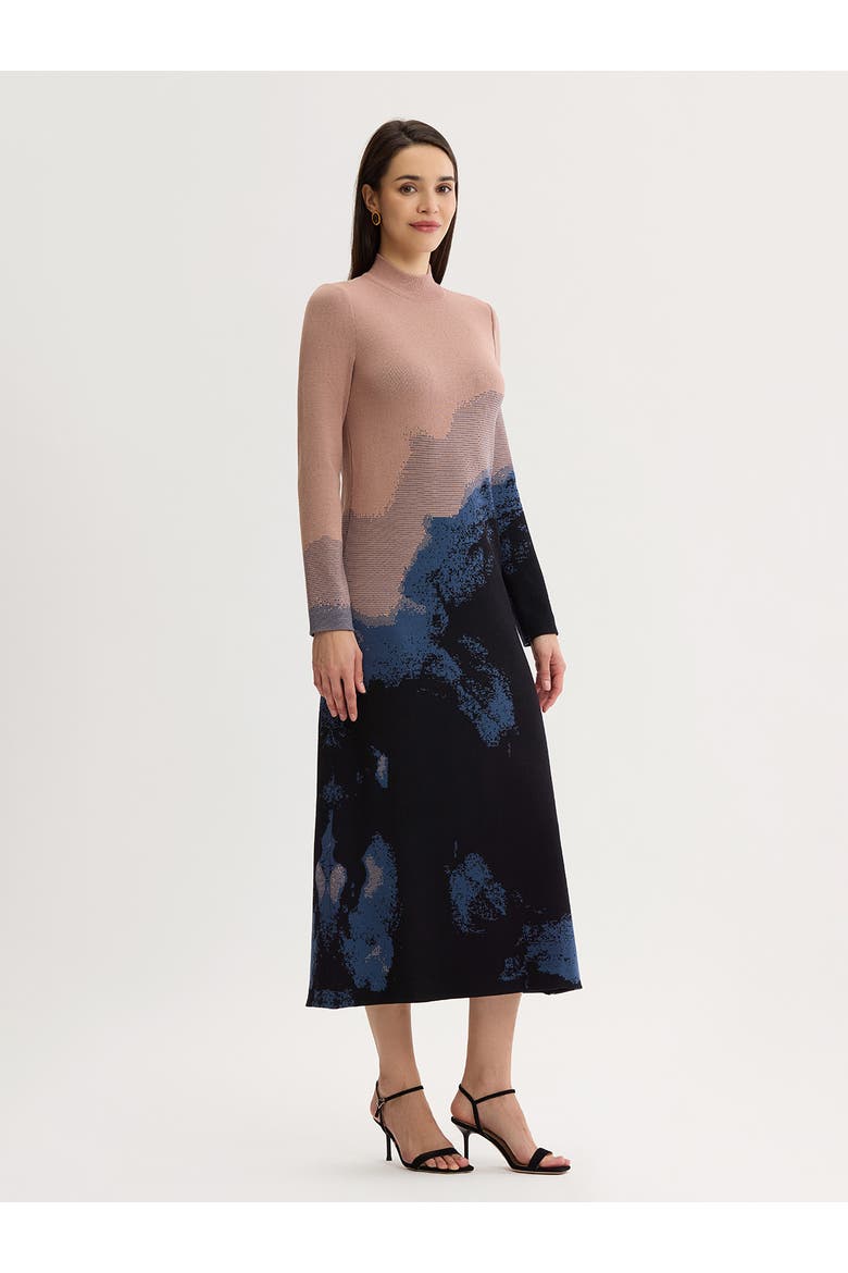Landscape Mock Neck Knit Maxi Dress, Alternate, color, Charmeuse/Stardust/Black
