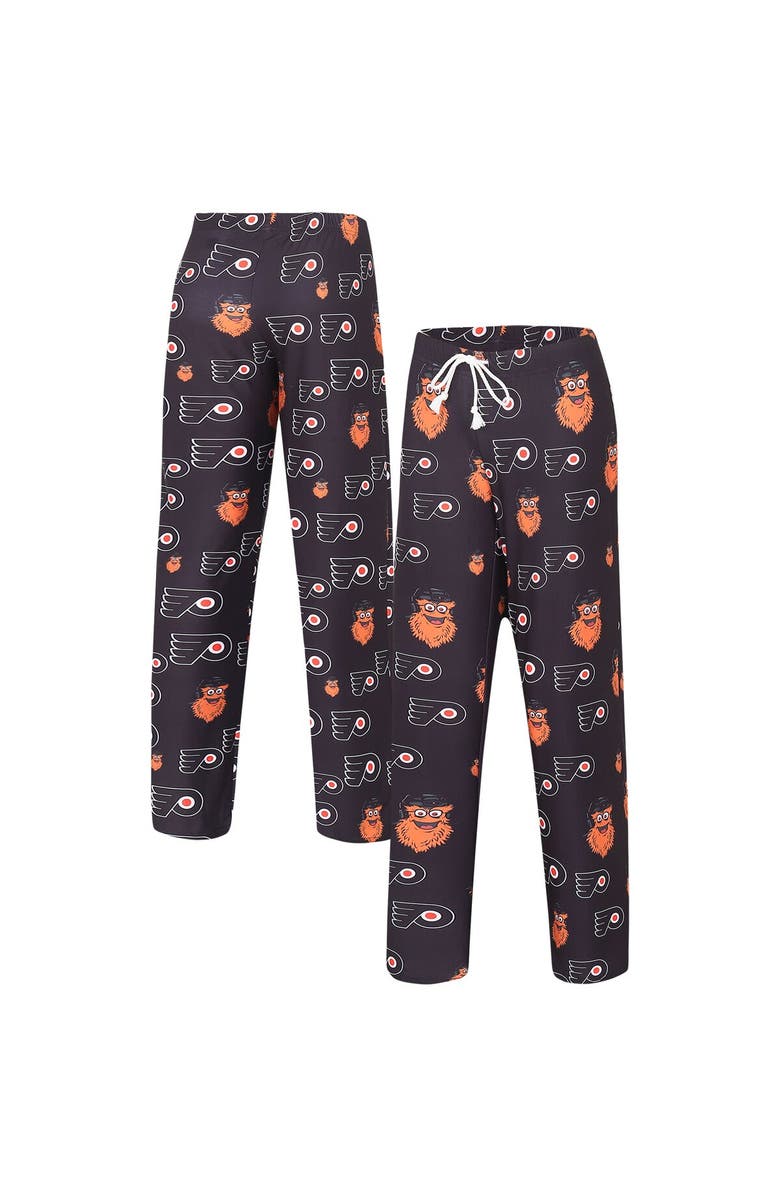 CONCEPTS SPORT Women's Concepts Sport Black Philadelphia Flyers Gauge Allover Print Knit Sleep Pants, Main, color, 