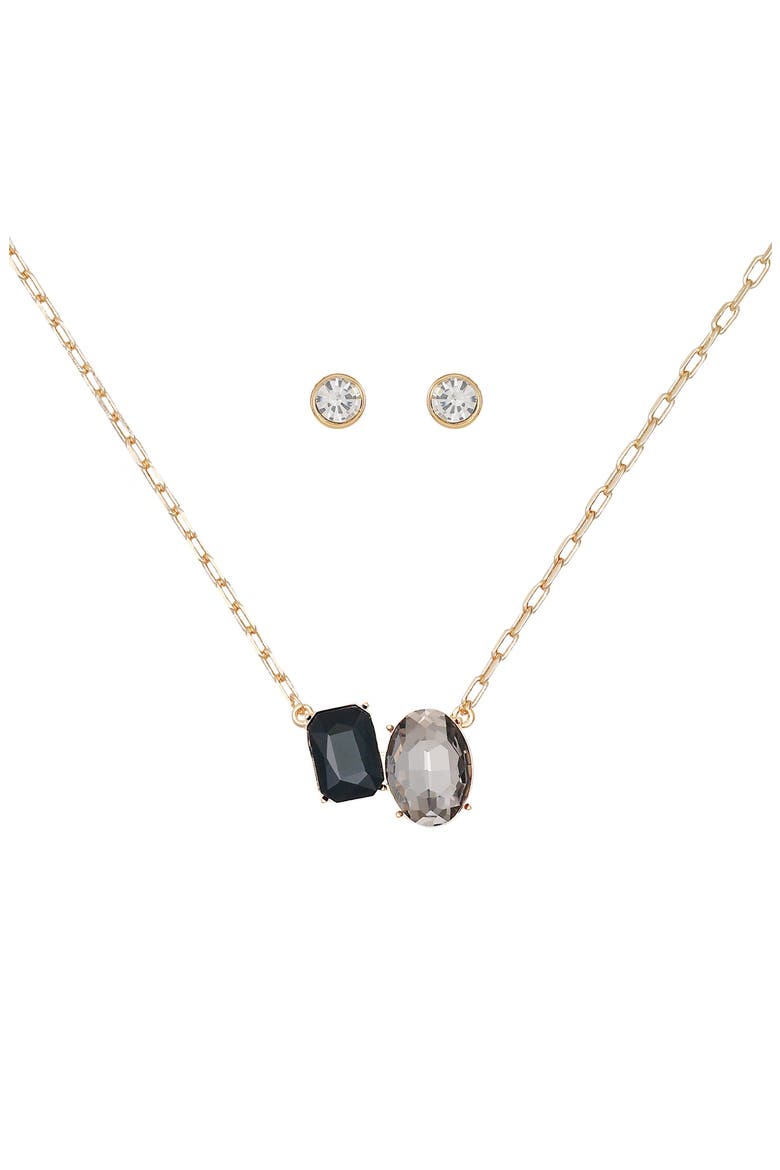 Pendant Necklace & Stud Earrings Set, Alternate, color, GOLD/BLACK