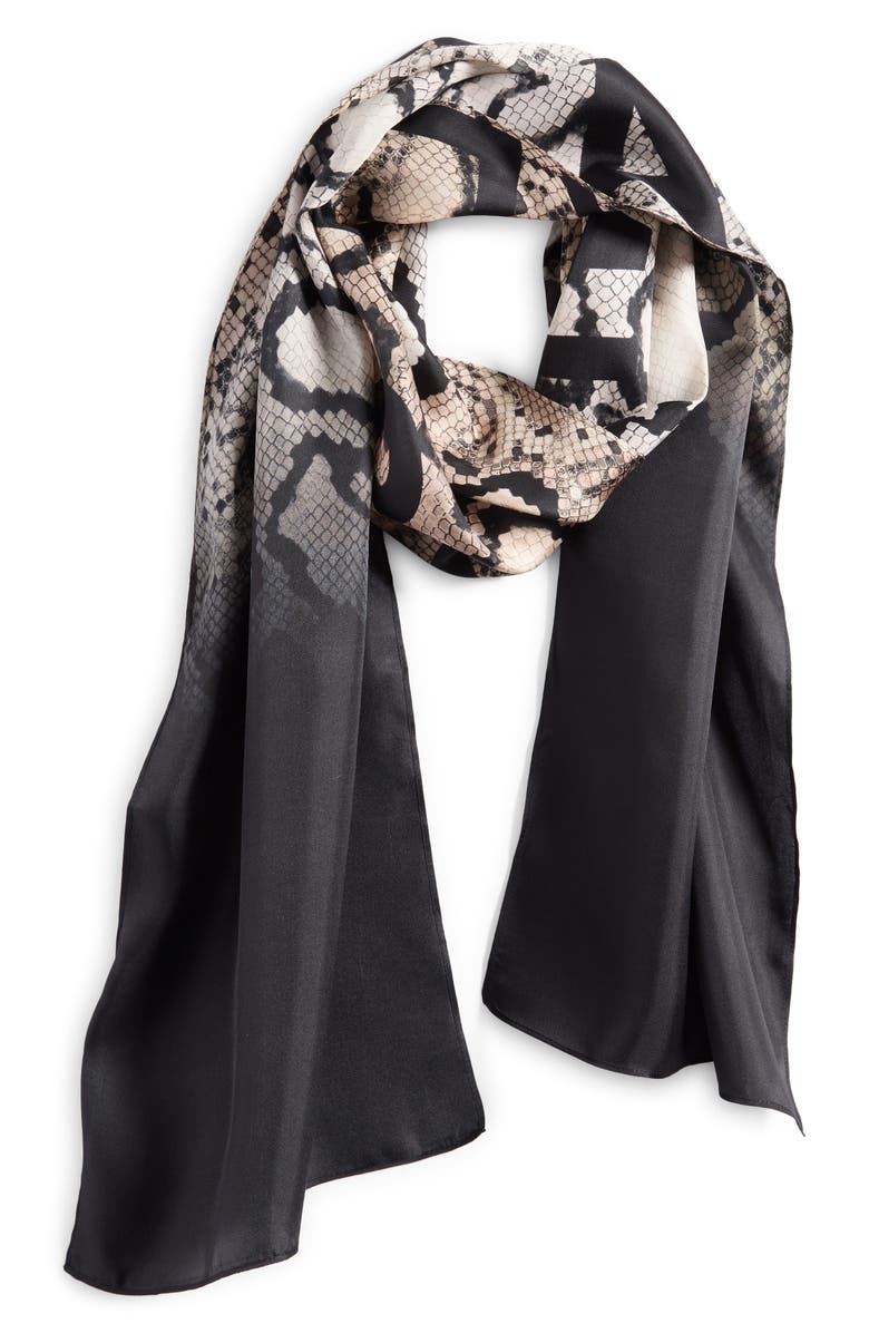 AllSaints Flow Large Silk Twill Hair Scarf, Alternate, color,