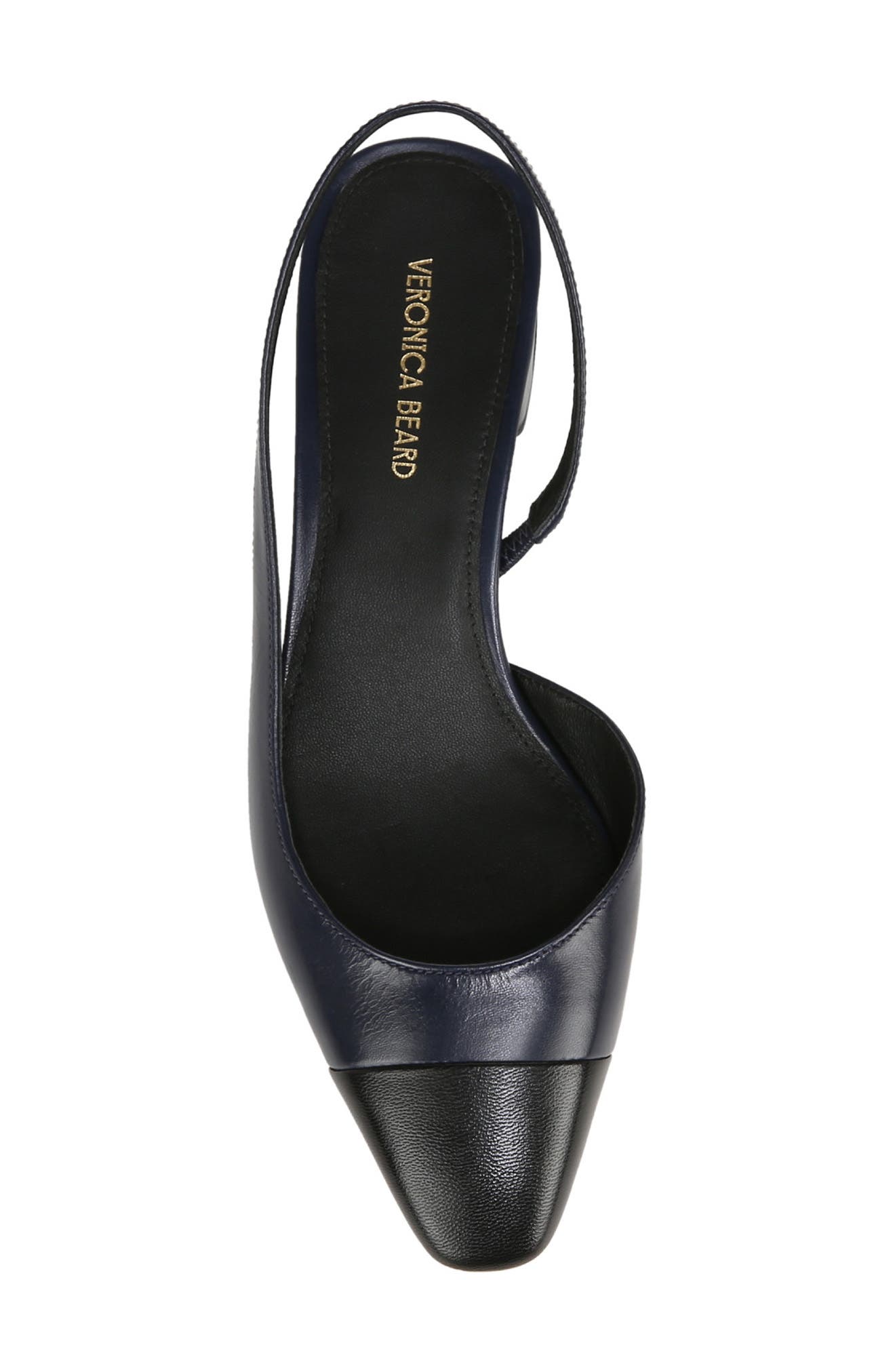 Cecile Half d'Orsay Slingback Pump, Alternate, color, BLACK/ NAVY LEATHER