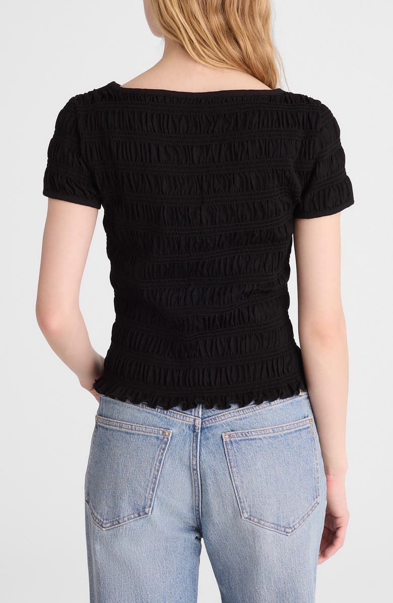 Madewell Smocked Short Sleeve Top, Alternate, color, Jet Black