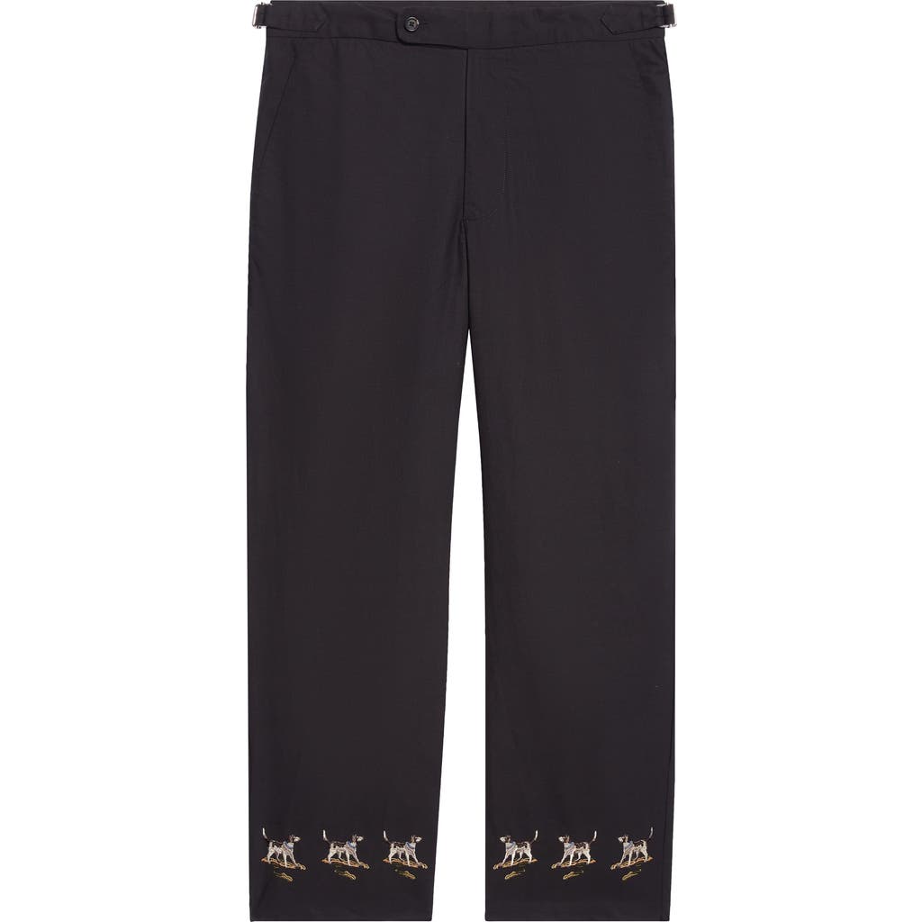 Bode Pointer Side Buckle Cotton Trousers In Black