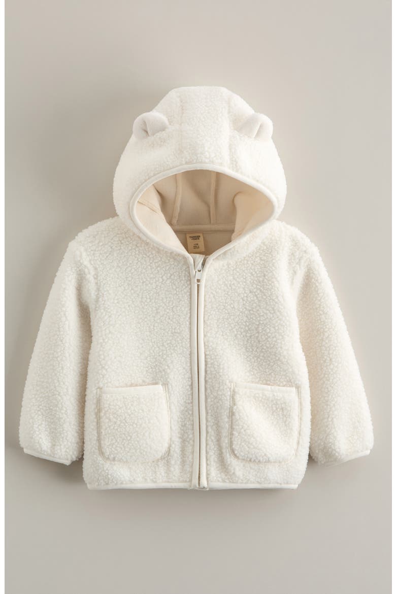 Cozy Hooded Zip Jacket, Main, color, IVORY EGRET