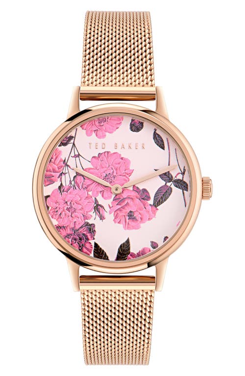Ted Baker Phylipa Recycled Stainless Steel Mesh Strap Watch, 36mm In Rose Goldone