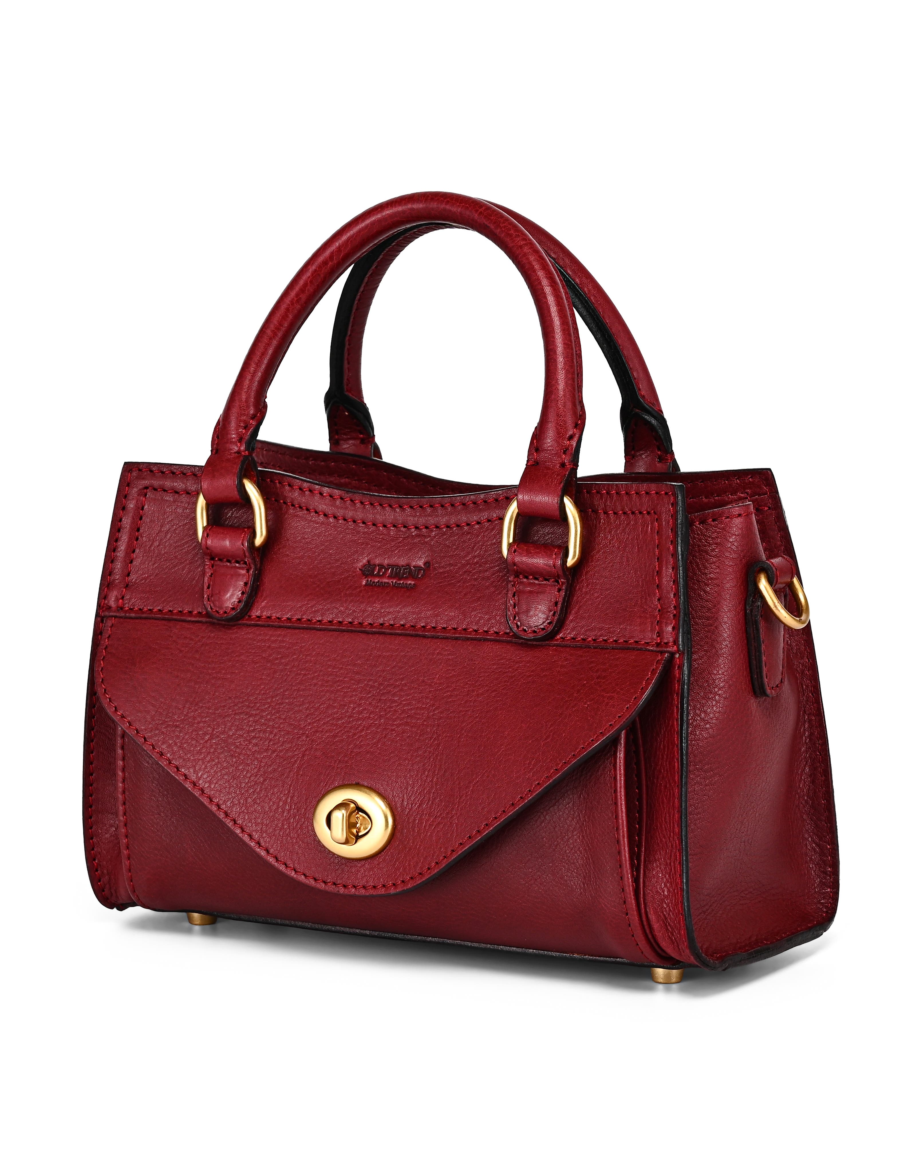 Lockwood Genuine Leather Compact Structured Satchel, Alternate, color, Maroon
