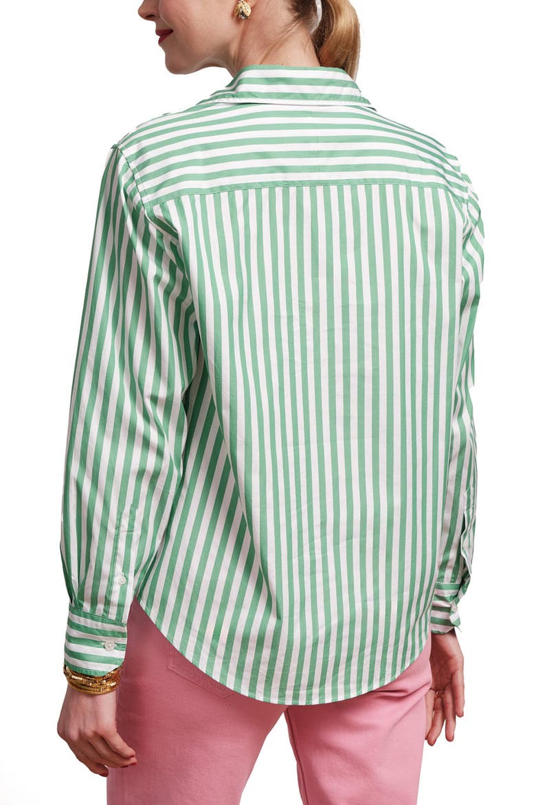Perfect Button Down Stripe Cotton Poplin, Alternate, color, Green/White