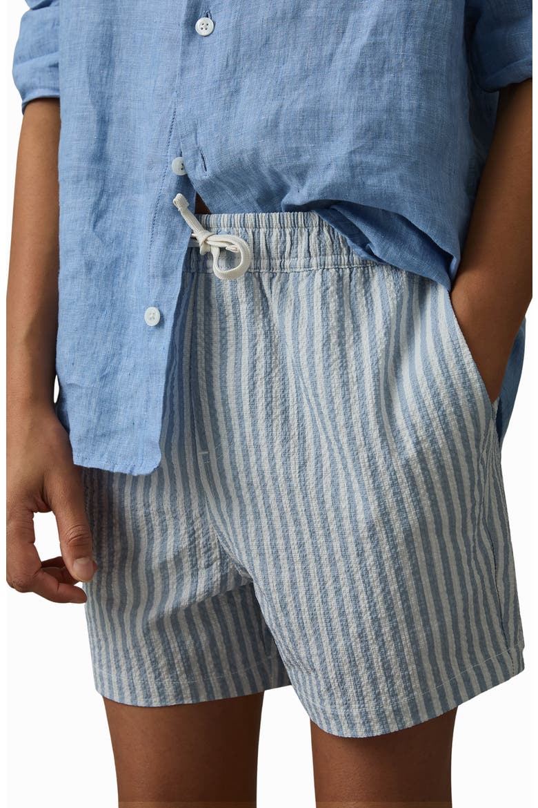 Kids' Bay Seersucker Striped Swim Shorts, Alternate, color, SOFT BLUE/ WHITE