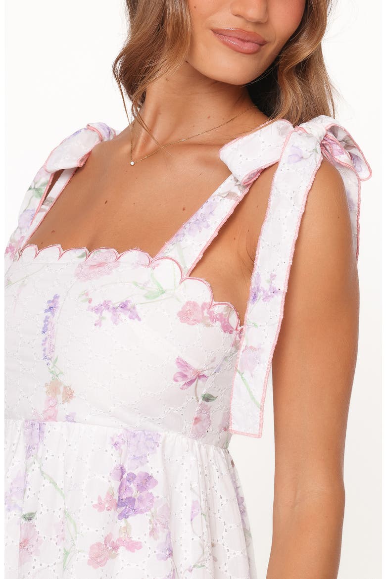 Aurelia Eyelet Tie Strap Tiered Maxi Dress, Alternate, color, PURPLE FLORAL