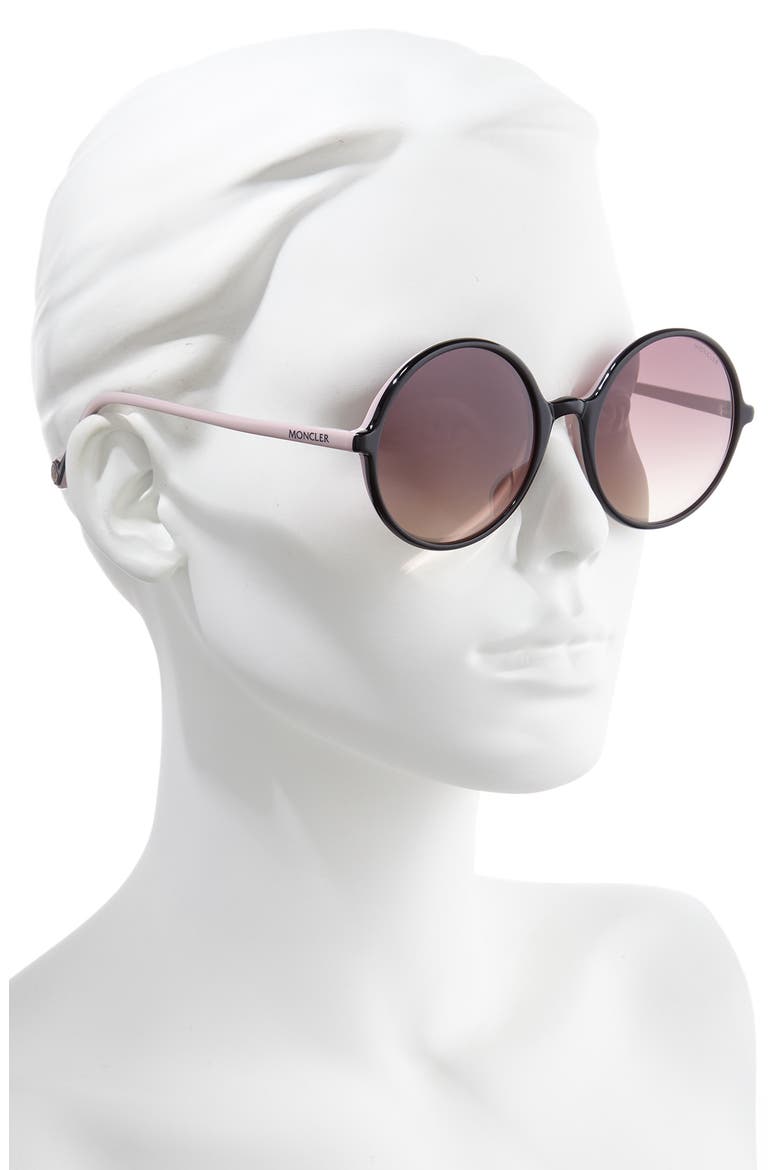 57mm Round Sunglasses, Alternate, color, BLACK/ ROSE/ VIOLET GRADIENT