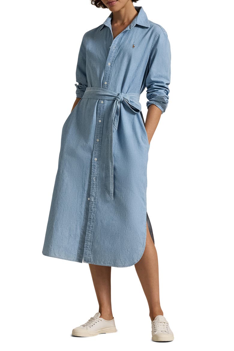 ralph lauren chambray shirt dress Cotton Chambray Belted Shirtdress
