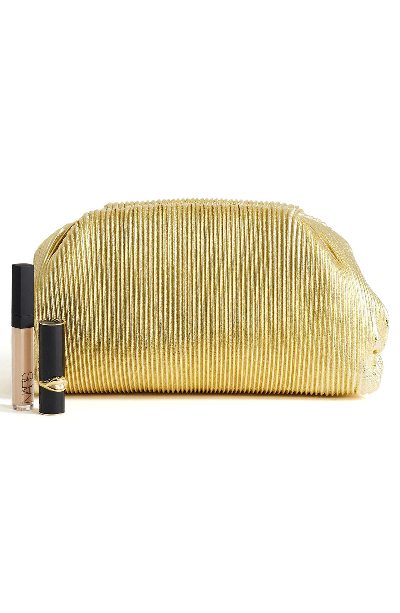 Golde Medium Faux Leather Clutch, Alternate, color, GOLD