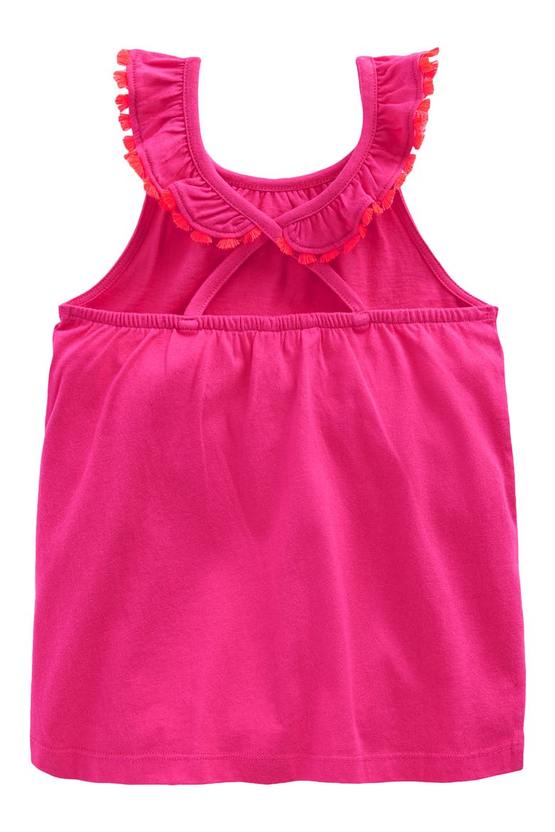 Kids' Ruffle Neck Cotton Top, Alternate, color, BRILLANT PINK