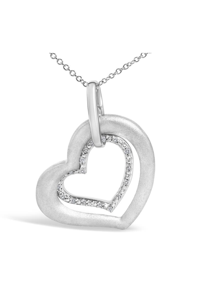 Haus of Brilliance Sterling Silver Diamond Accent Matte Finish Heart Pendant Necklace, Alternate, color, Silver