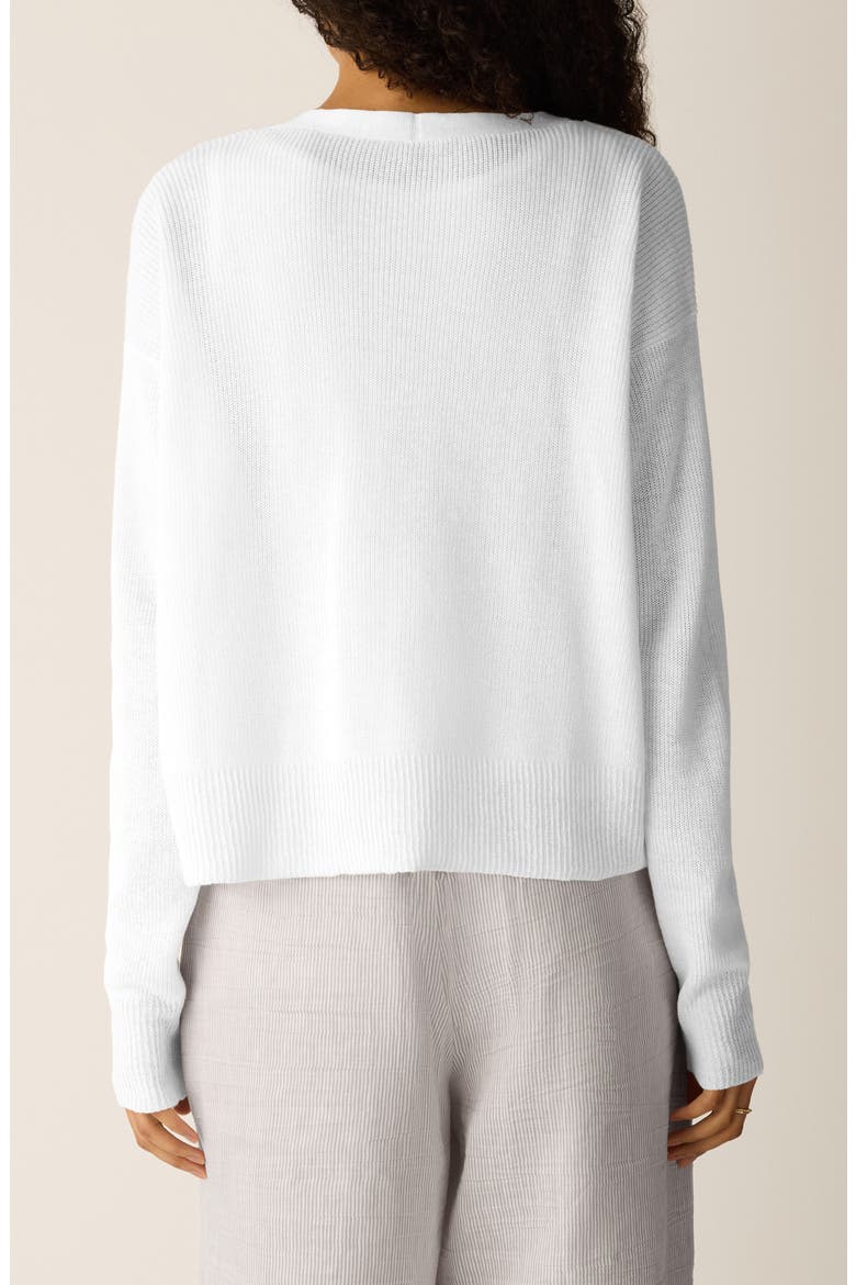 V-Neck Organic Linen & Organic Cotton Cardigan, Alternate, color, WHITE