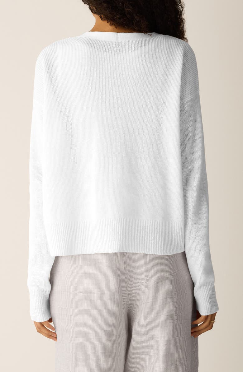 Eileen Fisher V-Neck Organic Linen & Organic Cotton Cardigan, Alternate, color, White