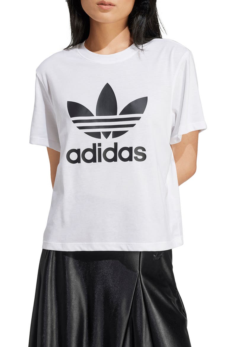 Adicolor Trefoil Boxy Graphic T-Shirt, Main, color, WHITE