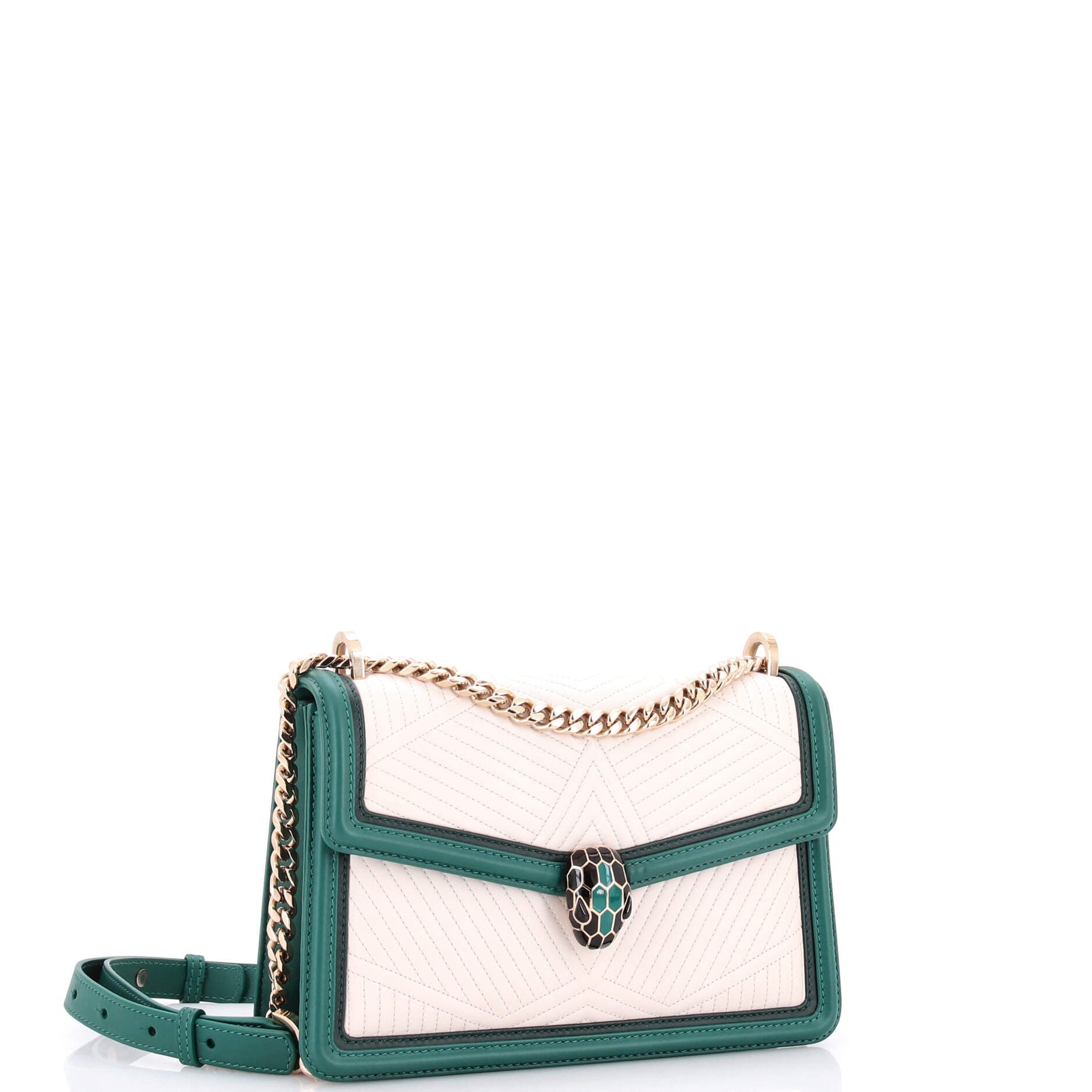 Serpenti Forever Shoulder Bag Quilted Leather Small, Alternate, color, White