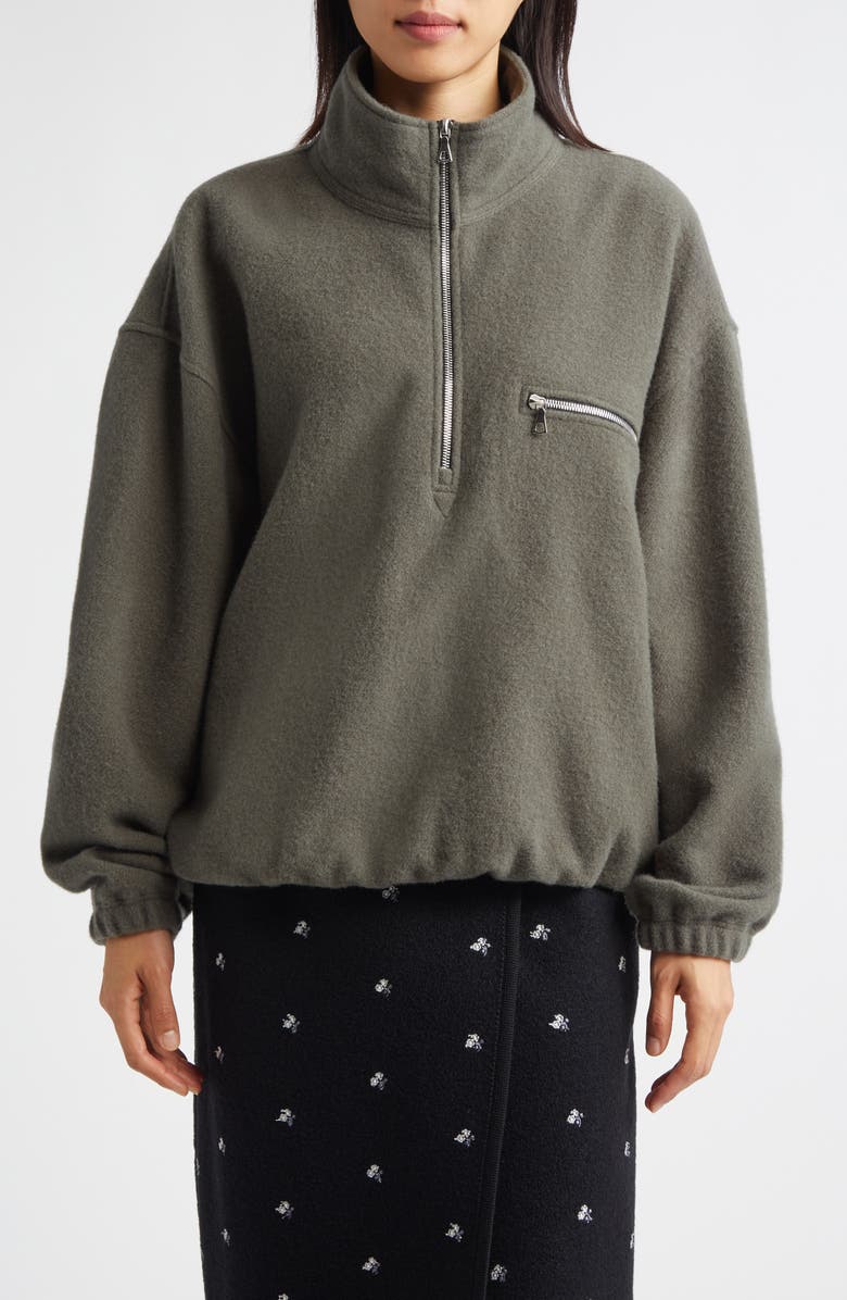 RIER Wool Fleece Half Zip Sweatshirt, Main, color, Camoscio Fleece
