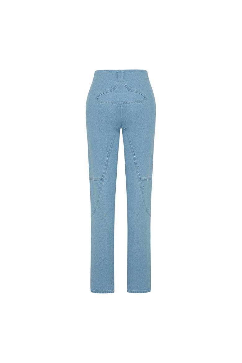 Cotton Stitch Detail Straight Denim, Alternate, color, blue