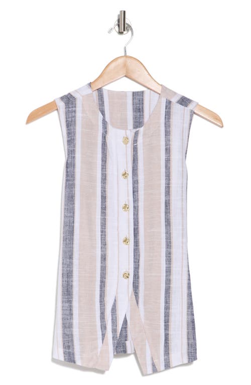 By Design Valencia Vest In Linen Stripe
