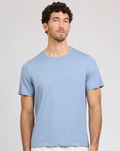 Stretch Linen Crewneck Short Sleeve Tee