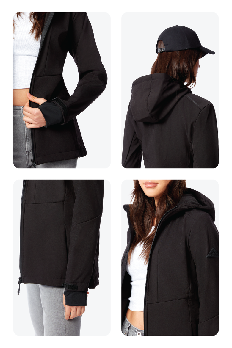 Mackenzie - Women's Fleece Lined Softshell Windbreaker, Alternate, color, BLACK