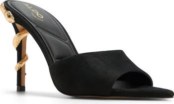 【ALDO】スエード 綺羅やかスネーク・ヒールサンダル☆Seashella ☆ALDO☆輝くスネーク付ヒール☆ヌバック地サンダル☆Seashella