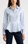 Nordstrom Stretch Cotton Poplin Peplum Shirt