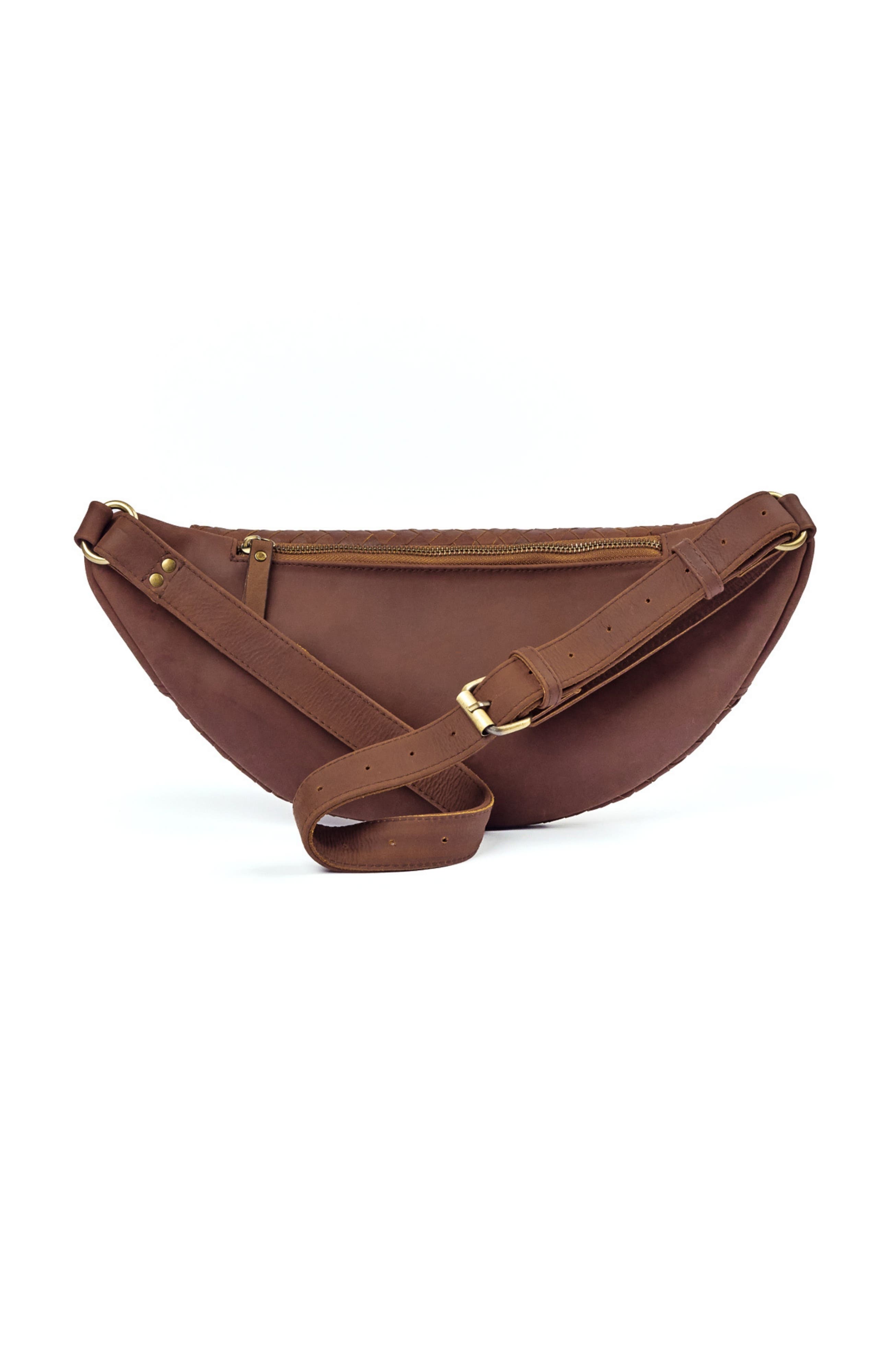 Mandrn Woven Leather Crossbody Bag, Alternate, color, Saddle (Dark)