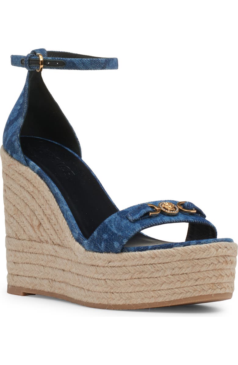 Versace Medusa '95 Espadrille Platform Wedge Sandal, Main, color, Blue