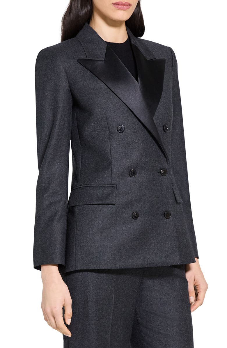 Theory Double Breasted Wool Tuxedo Jacket, Alternate, color, 