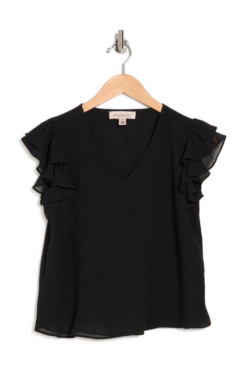 PHILOSOPHY REPUBLIC CLOTHING V-Neck Flutter Sleeve Top, Alternate, color,