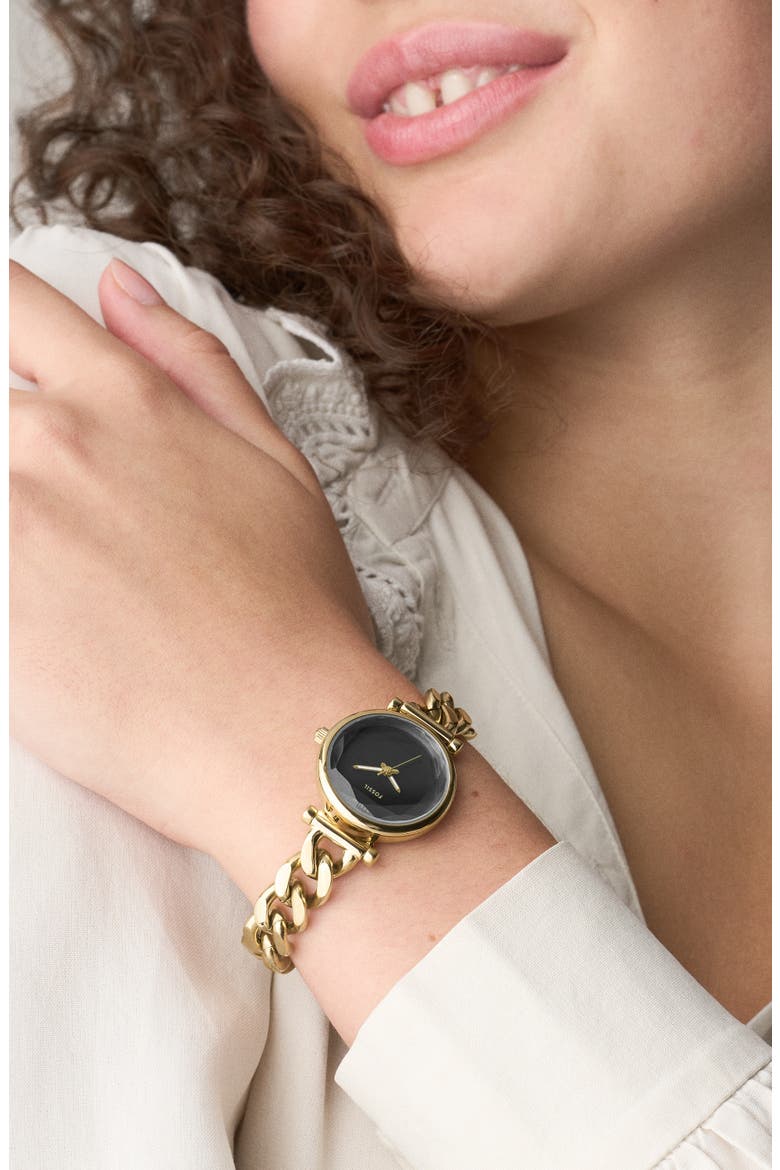 Carlie Mini Bracelet Watch, 28mm, Alternate, color, GOLD BLACK