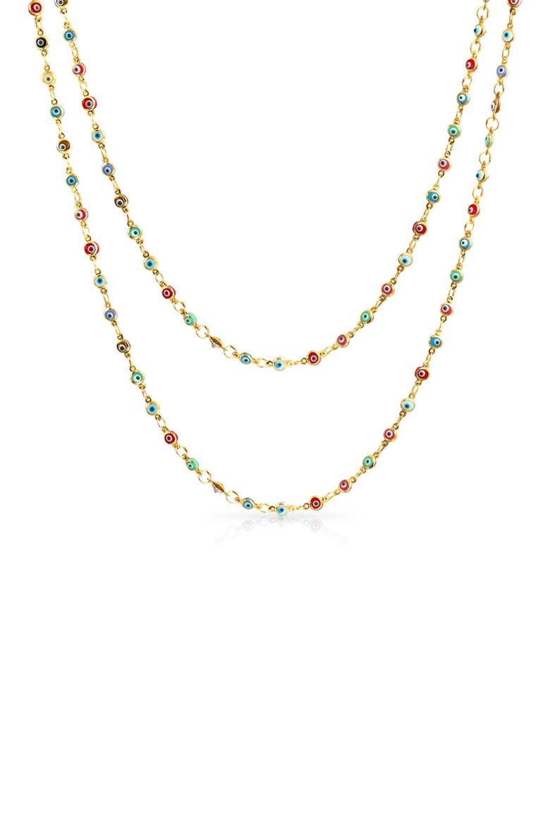 Evil Eye Long Strand Wrap Layer Chain Necklace, Main, color, GOLD